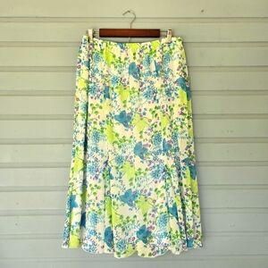Dressbarn Women's Size 14/ 16 Blue & Green Floral Chiffon Skirt